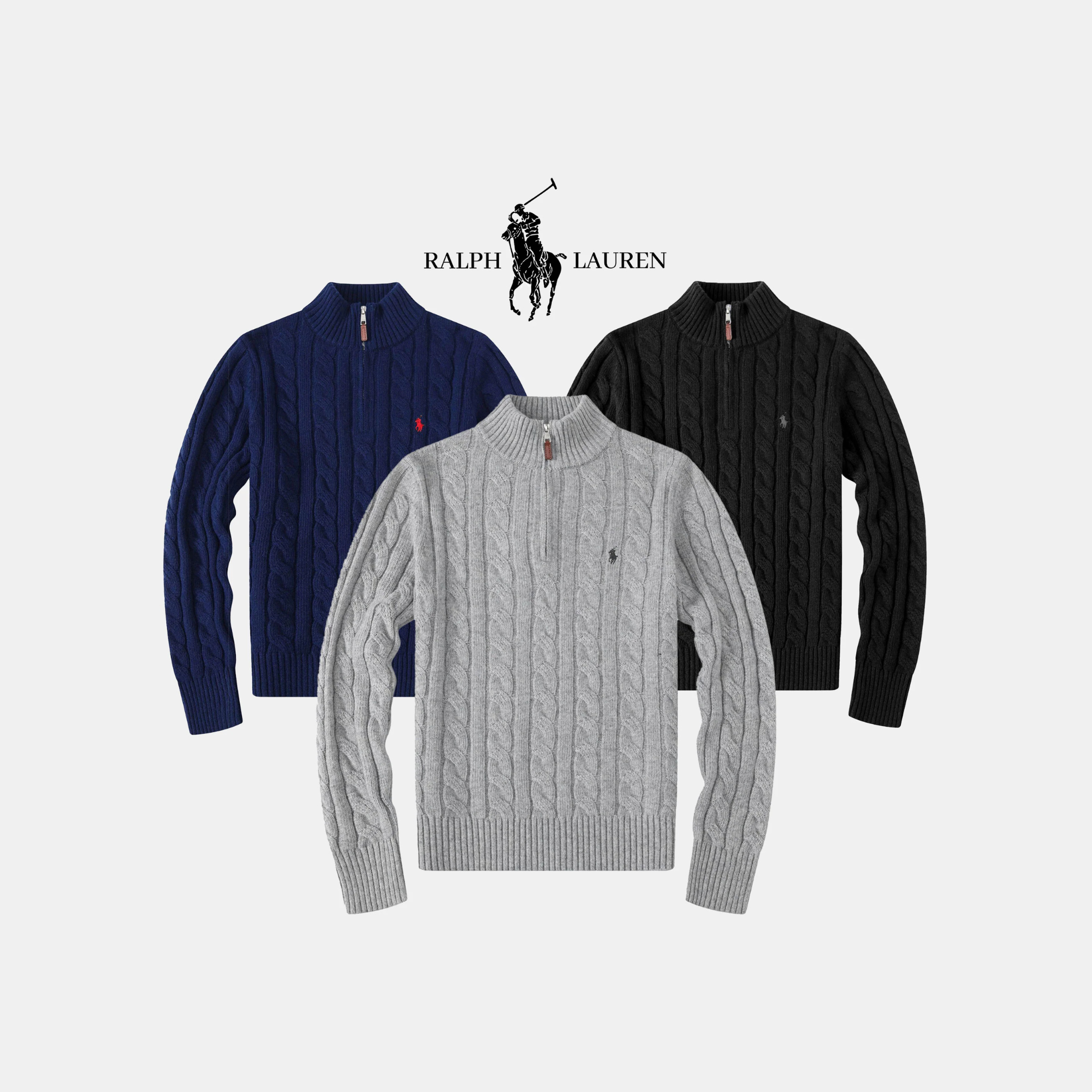 RL Chunky Cable-Knit Cotton Quarter-Zip Sweater